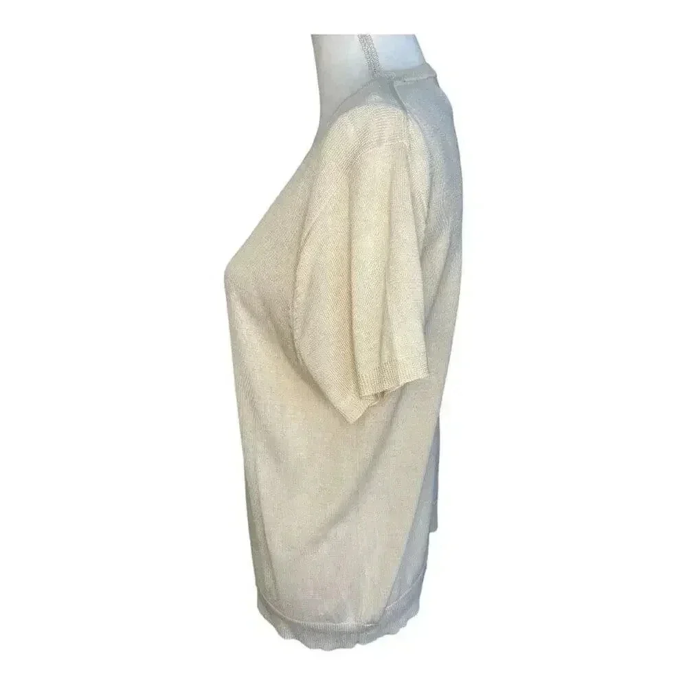 Liz Claiborne Women’s Petite Large Ivory Short‎ Sleeved Sweater